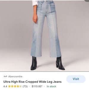 Abercrombie Ultra High Rise Cropped Wide Leg Two-toned Jeans